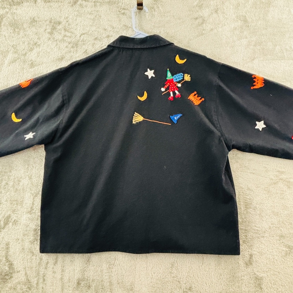 Halloween Witches Embroidered Button Jacket Womens XL Whimsical Life Style‎ Vtg - Picture 3 of 9